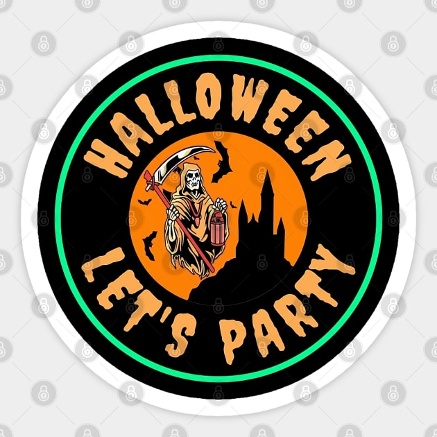 Halloween Let's Party, Funny Halloween Party,Happy Halloween Day,Funny Spooky Vibes, Funny Pumpkin Gift Sticker by Customo